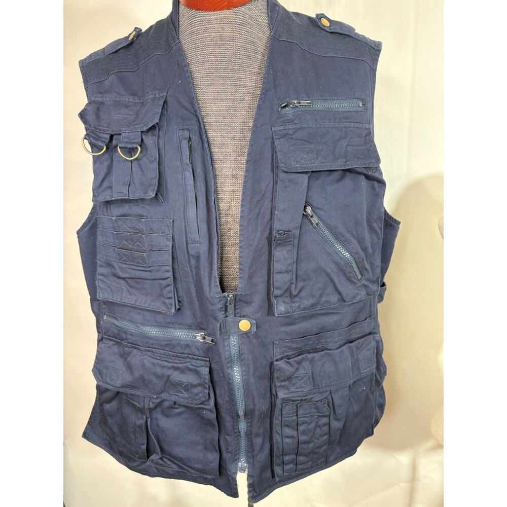 Vtg The Arrow Company Jacket Mens L Navy Blue Zip Fishing Hunting Photography